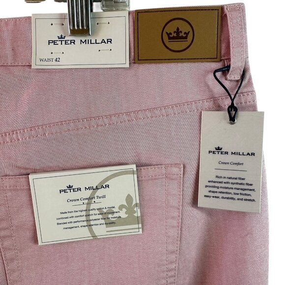 NWT Peter Millar Crown Comfort Twill Chino Pants – Pink Size 42 x 33 Casual Golf - Picture 4 of 6